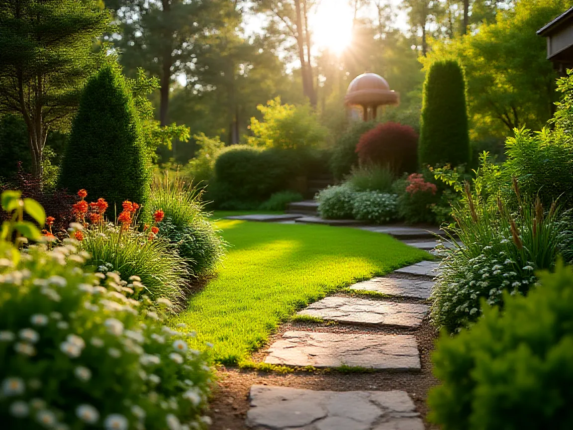 Landscape transformation showing garden planning and native plant installation process